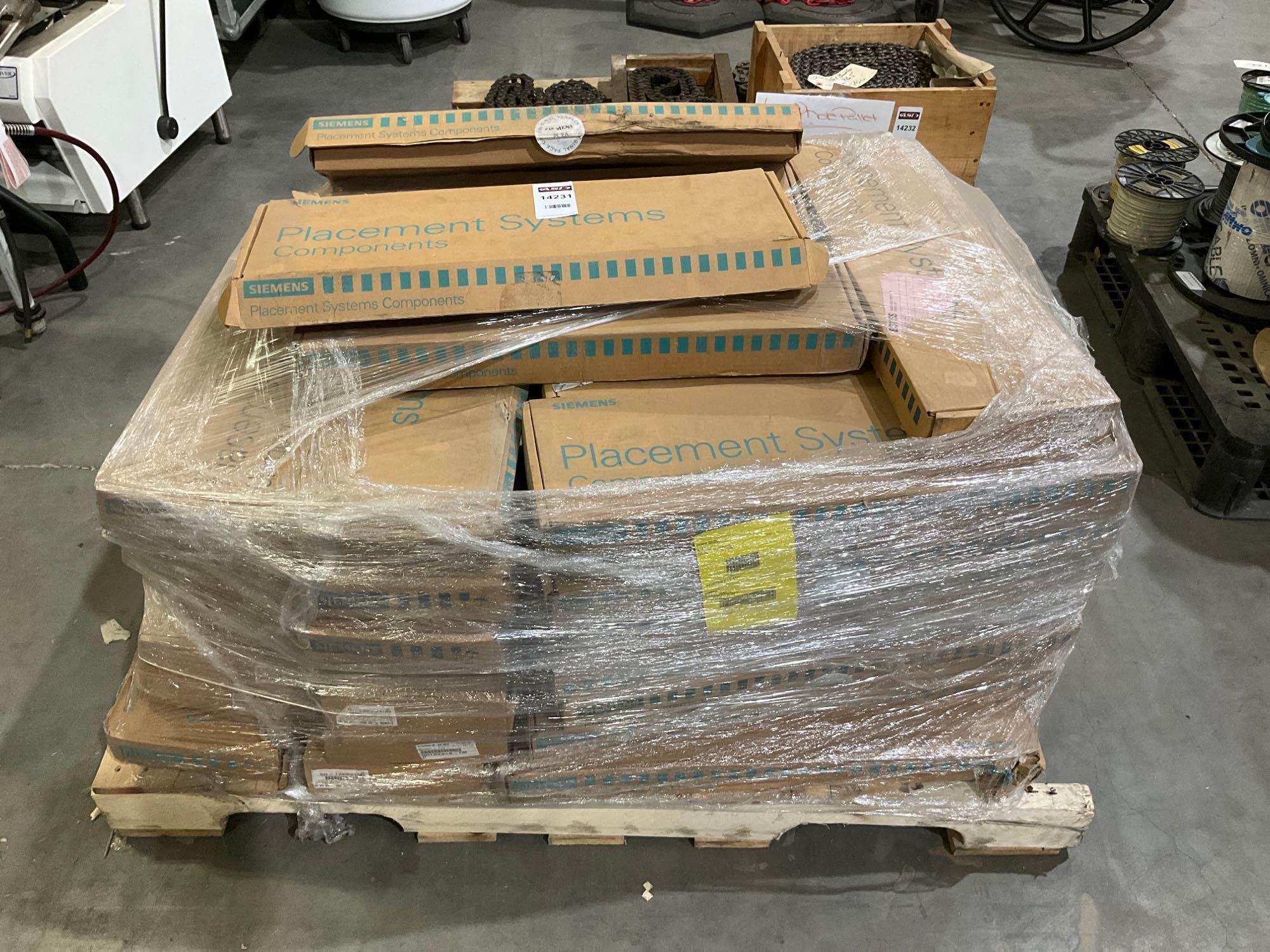 PALLET OF ASSORTED SIEMENS PLACEMENT SYSTEMS COMPONENTS, APPROX 45 BOXES