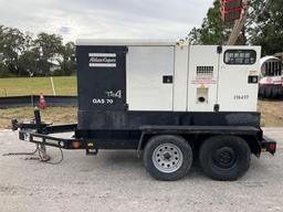 ATLAS COPCO TIER 4 INTERIM GENERATOR MODEL QAS70 , TRAILER MOUNTED, DIESEL, JOHN DEERE ENGINE, PH...