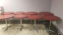 8 round tables, 26 stack chairs