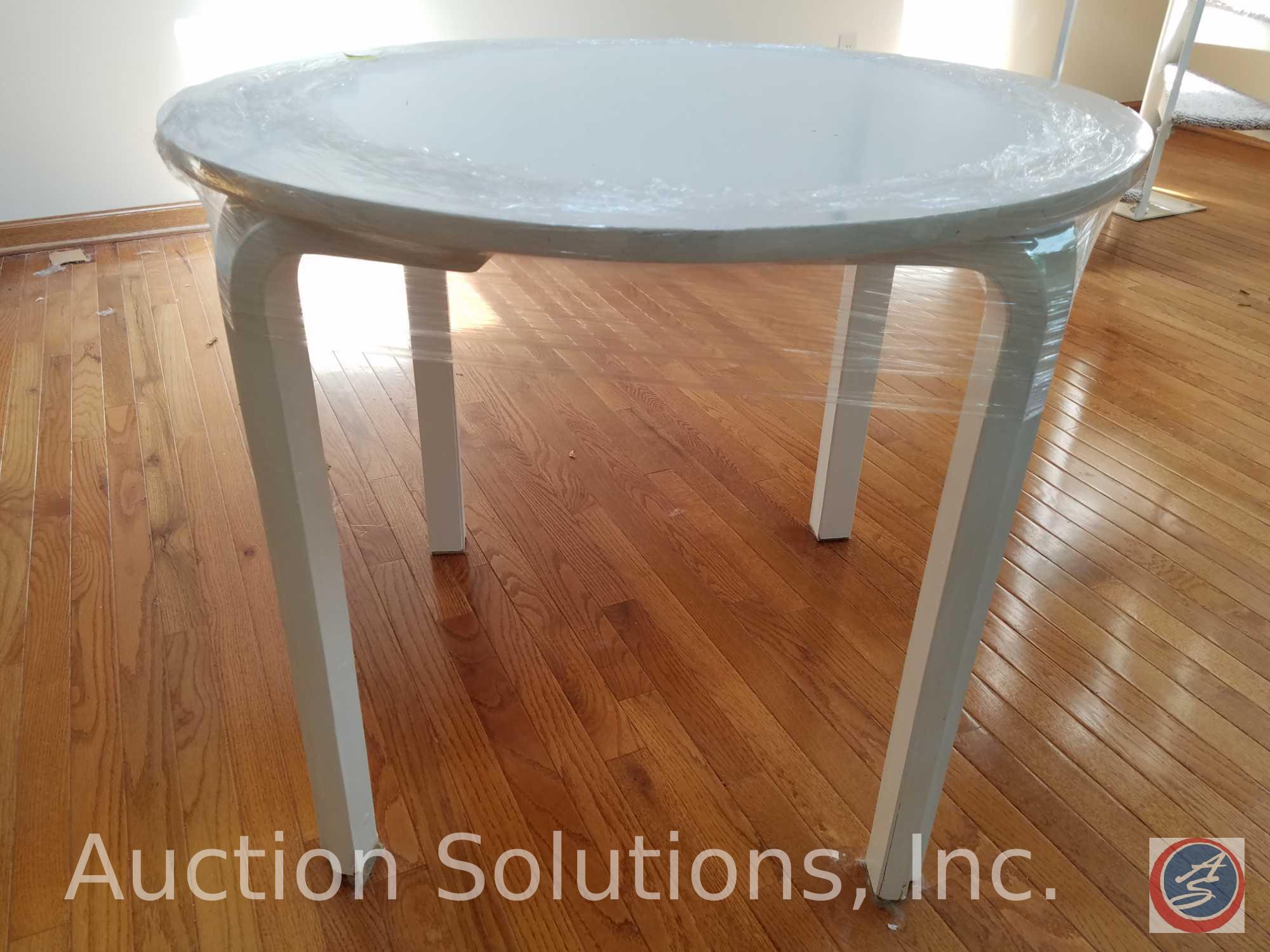 Wooden Round Table 5" x 28", Folding Table 30" x 19 1/2" x 29", Trash Can, Blazin LED Flashlight