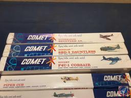 Assortment of Vintage (6) Comet Balsa Wood Model Planes Construction Kit
