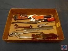 Vintage Planet Jr. Wrench, Black & Decker Auto Wrench-Automatic Adjustable Wrench, Pliers w/leather