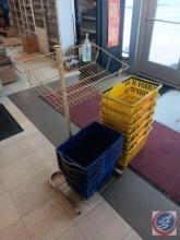 Grocery Baskets and Advertisement Stand