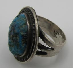 "VC" MORENCI TURQUOISE RING STERLING SILVER