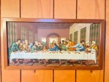 Hand Painted "Last Supper" Framed Wall Art Piece