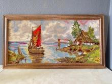 Framed Hand Made Needlepoint Art