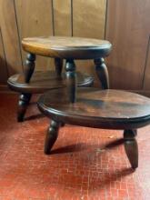 Group of 3 Wooden Foot Stools