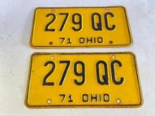 Matching Set of 1971 Ohio License Plates