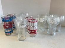 Group of Coke and Pepsi Drinking Glasses