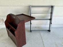 Metal Clothes Rack and Magazine Rack with Shelf