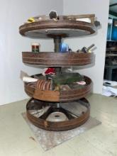 Metal Four Shelf Lazy Susan and Contents