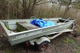 12' FISHER MASTER ALUM JON BOAT 1232 ON SINGLE AXLE TRAILER