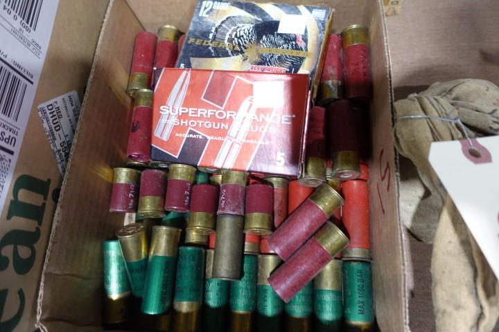 LOT OF LEAD SHOT LEAD OF 12 GAUGE SHOT GUN SHELLS TURKEY LOADS AND 12 GA SL