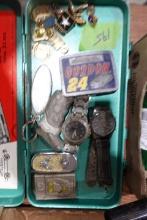 LOT OF SMALL COLLECTIBLES WRIST WATCHES LIGHTERS JEFF GORDON BELT BUCKLE ET
