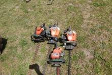 4 HEDGE TRIMMERS INCLUDING 1 HOMELITE 2 HUSQVARNA AND 1 UNKNOWN