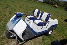 #5002 HARLEY DAVIDSON GOLF CART SINGLE CYL GAS ENG 3 WHEEL FIBERGLASS BODY