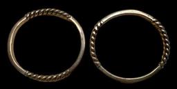(2) Unmarked Silver Bangle Bracelets Marked