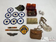 Patches, Pins, Case, Dice & German ID Dog Tag