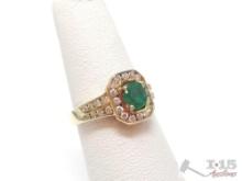 14K Diamond Jadeite Ring, 3.9g