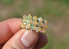 Opal Cluster Ring in Sterling Silver -- Size 7