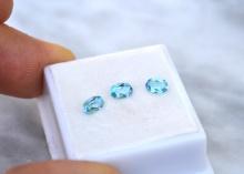 1.64 Carat Matched Trio of Blue Topaz