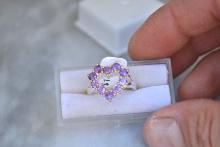 Amethyst Heart Ring in Sterling Silver