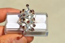 Garnet Ring in Sterling Silver