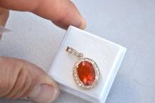 Fire Opal Pendant in 14k Gold