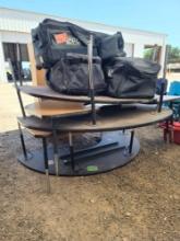 (1) Display Vanity Cabinet, (5) School Tables, (3) Equipment Duffle Bags