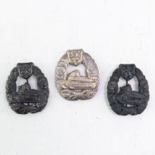 Pre WWII Czech Tank Badge Lot-Bronze & Silver (3)