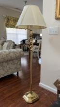 Brass Swirled Floor Lamp with Shade