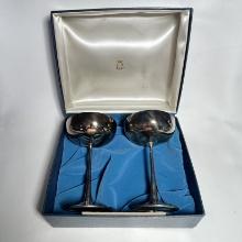 Pair of De Uberti Italy Silver Plate Stems in Box
