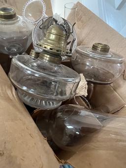 Large Lot of Oil Lamp Parts