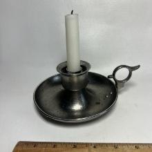 Vintage Metal Candle Holder with Finger Loop