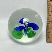 Art Glass Floral Paperweight