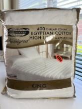 NEW King Size Simmons 400 Thread Count Egyptian Cotton High Loft Mattress Pad