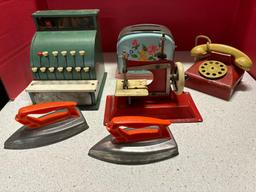 Tom Thumb toy cash register toy toaster?s phone sewing machines etc.