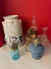 stoneware milk can oil lamps