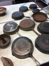 large lot of cast-iron pans Wagner Ware etc.