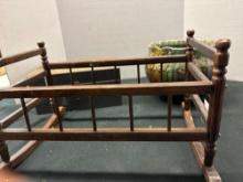 antique Jardinere wood doll bed Black & Decker drill