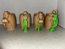 4 Dorothy Kindel Risque Tiki nude lady beer mugs