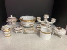 German gold and white numbered porcelain china and other pieces