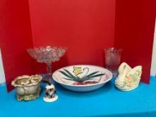 Waterford vase, porcelain bowl, other ceramics