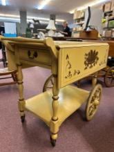 antique maple stenciled tea cart