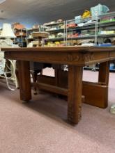 solid oak antique farmhouse dining table w/ leaves