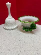 Fenton Spanish lace silvercrest emerald crest candle holder