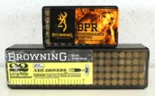 Full Vintage 100 Rd. Box Browning .22 LR Nail Drivers and 50 Rd. Box Browning BPR Performance .22 LR