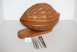 Vintage Wooden Walnut Cracking/Cracker Set, 12"L x 7 3/4"W