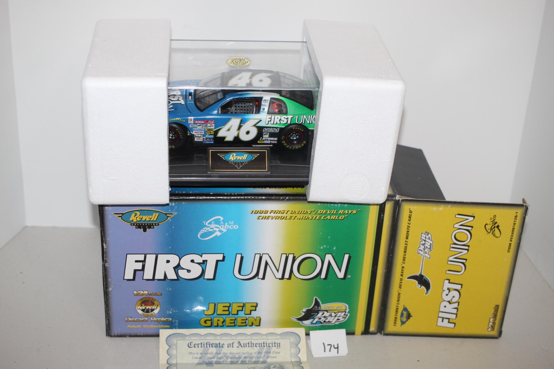 Jeff Green #46 1998 First Union/Devil Rays Chevrolet Monte Carlo Diecast Replica, 1:24 Scale