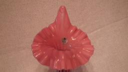 Cranberry opalescent tulip vase